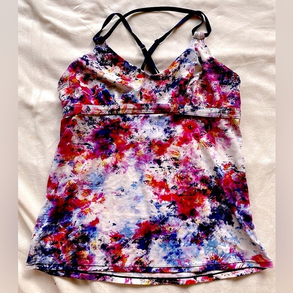 Athleta Hypersonic Scoop Tankini Top Medium Tall | Built-in Bra - Picture 2 of 7